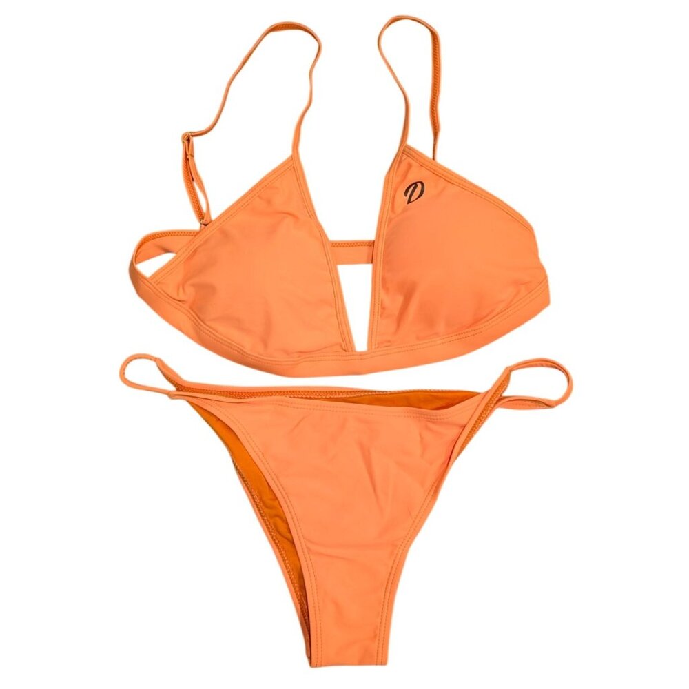 Dixxon Orange Tanning‎ Swimsuit Brazilian String Bikini Womens XL 2 Piece Set